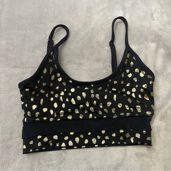 New! SET Beach Riot Eva Emmy Ribbed Bikini in Black Gold Spot 24888 4172 - Picture 4 of 12